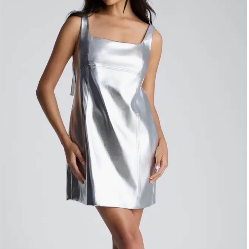 Kenneth Cole Silver Metallic Mini Dress